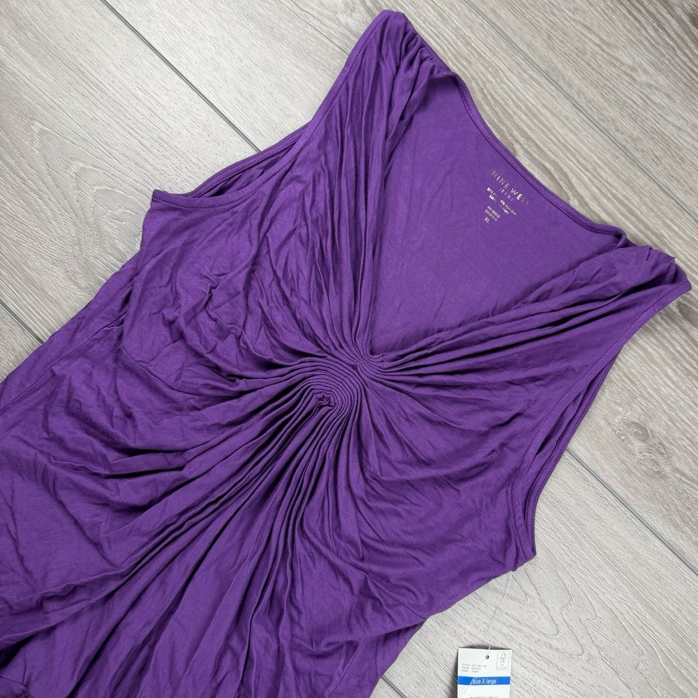 Nine West Women's Sleeveless Ruched V Neck Top Purple Size XL New